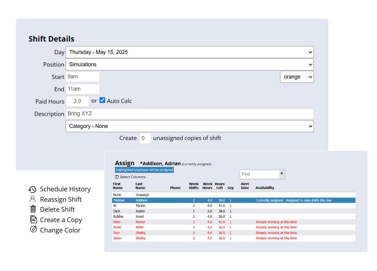 Create and assign employee schedules in minutes